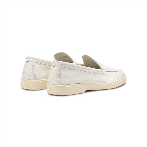 Women's white leather loafer - Santoni - 3