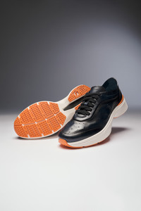 Men's blue leather Easy Bounce sneaker - Santoni - editorial