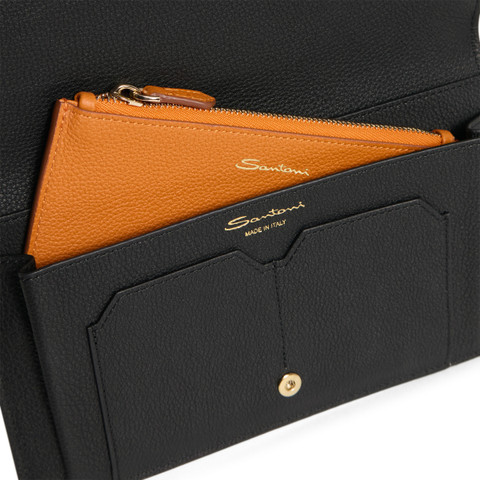 Porta documenti in pelle bottalata nera - Santoni - 3