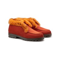 Stivaletto desert con pelliccia da donna in suede arancione - Santoni - 2