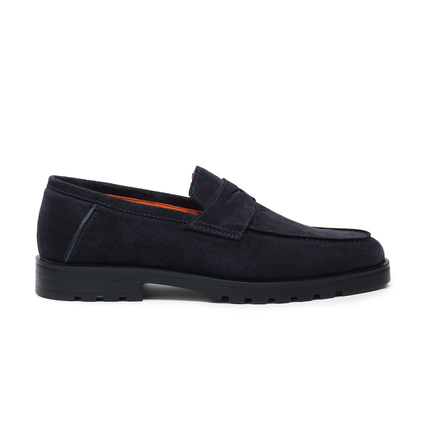 Santoni Mocassino penny da uomo in suede blu