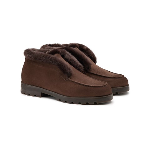 Stivaletto desert con pelliccia da donna in suede testa di moro - Santoni - 2