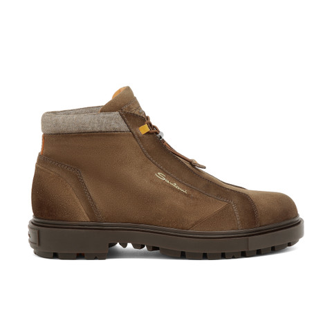 Men's brown suede hiking boot - Santoni - 1