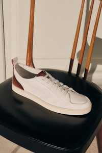 Men's white leather Santoni Off-duty sneaker - Santoni - editorial