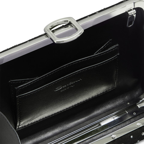 Black suede and strass clutch - Santoni - 5