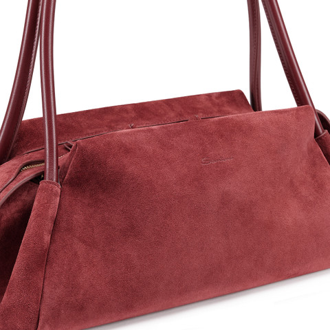 Burgundy suede shoulder bag - Santoni - 3