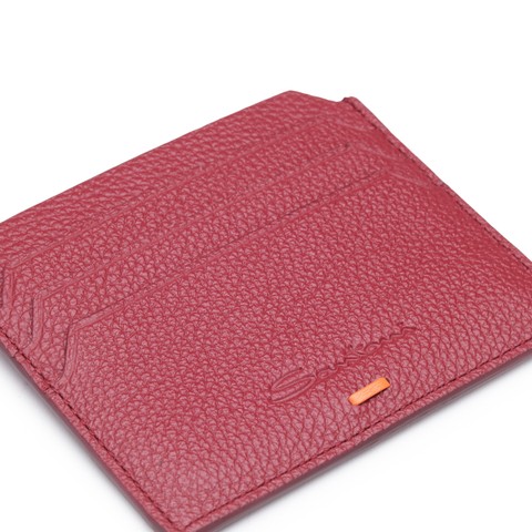 Red tumbled leather credit card holder - Santoni - 5