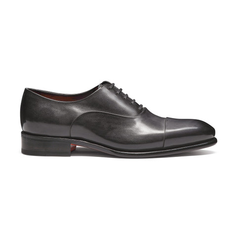 Men's grey leather Oxford shoe - Santoni - 1