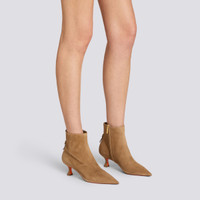 Women's beige suede mid-heel ankle boot - Santoni - 2