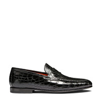 Men's black alligator leather penny loafer - Santoni - 1