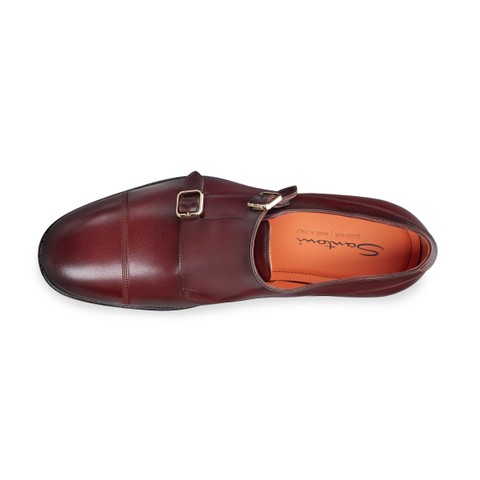 Men's orange leather double monk straps shoe - Santoni - 4