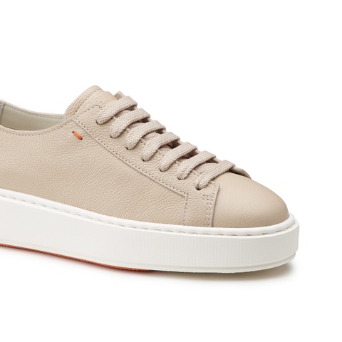 Women's beige tumbled leather sneaker - Santoni - 6