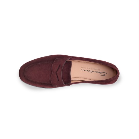 Women's burgundy suede Carla loafer - Santoni - 4