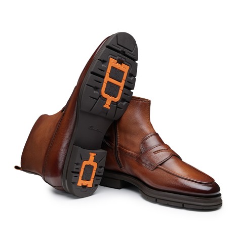 Men's brown leather Carlo Ice ankle boot - Santoni - 4