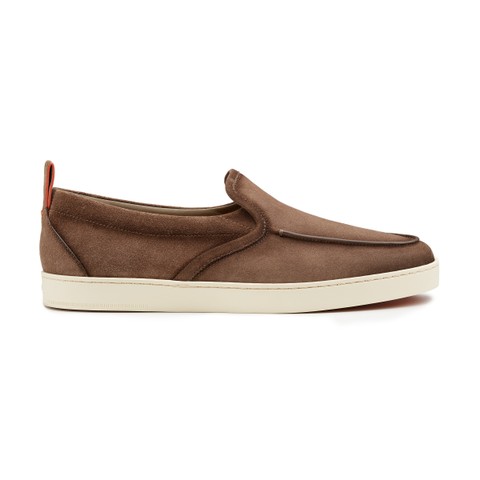 Men's dark brown suede Weekend loafer - Santoni - 1