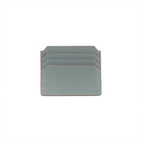 Light blue tumbled leather credit card holder - Santoni - 4