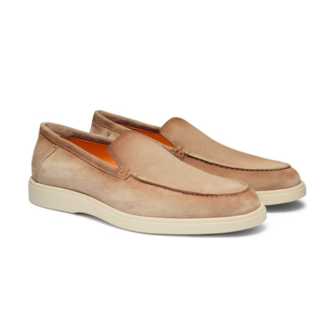 Beige Loafer für Herren aus Veloursleder - Santoni - 3