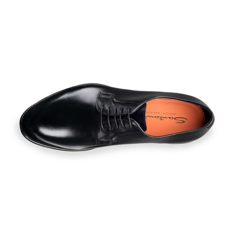 Men&rsquo;s polished black leather Derby shoe - Santoni - 4