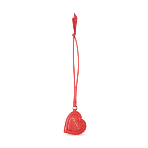Red tumbled leather heart charm - Santoni - 1