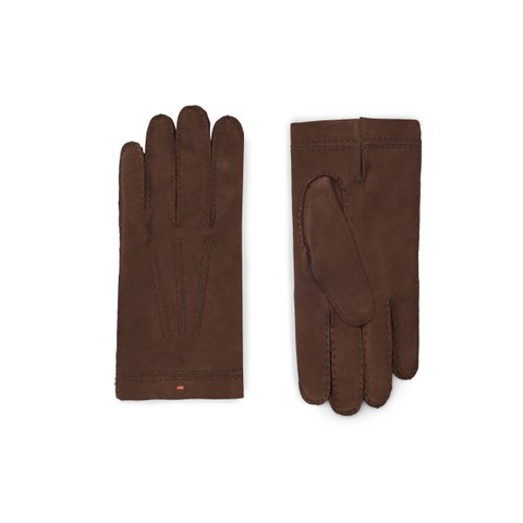 Dark brown suede gloves - Santoni - 1