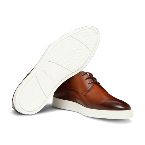 Men's brown leather Derby shoe - Santoni - 3