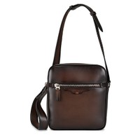 حقيبة كروس بودي من الجلد بلونٍ بني داكن - Santoni - 1