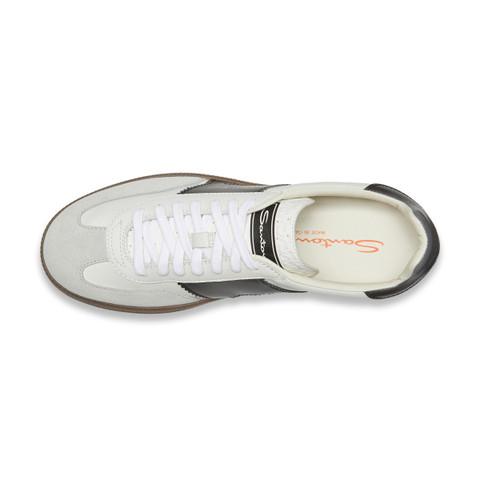 Men's white and black leather and suede DBS Oly sneaker - Santoni - 4