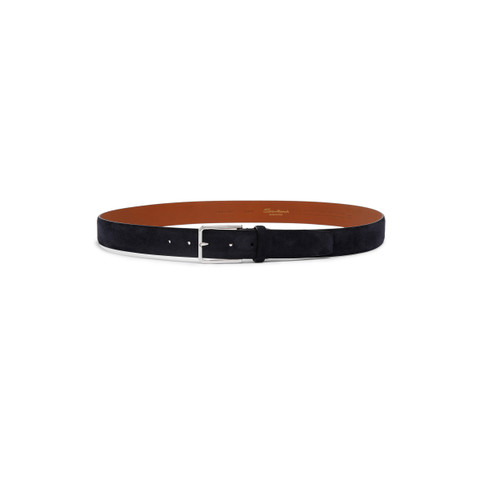 Men&rsquo;s blue suede adjustable belt - Santoni - 3