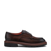 Men's dark brown suede Derby shoe - Santoni - 1