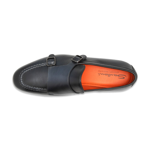 Men's leather double monk straps loafer - Santoni - 4