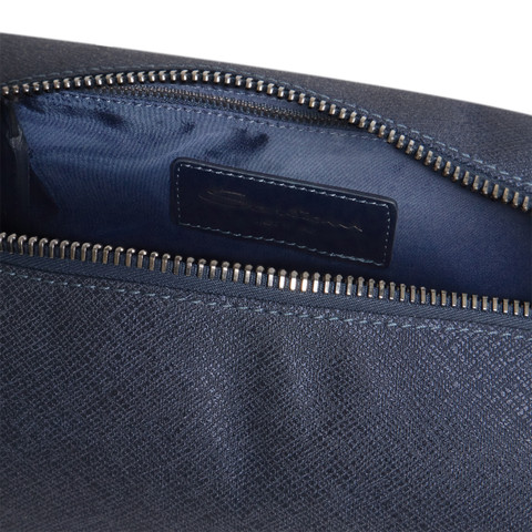Blaue Pochette aus Leder und Nylon - Santoni - 5