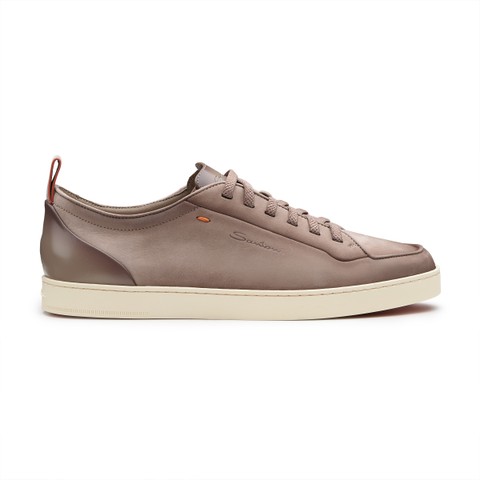 Men's beige nubuck sneaker - Santoni - 1