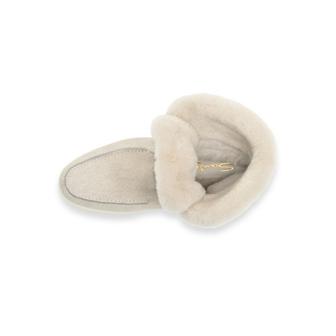 Women's beige suede ankle boot with fur - Santoni - 5