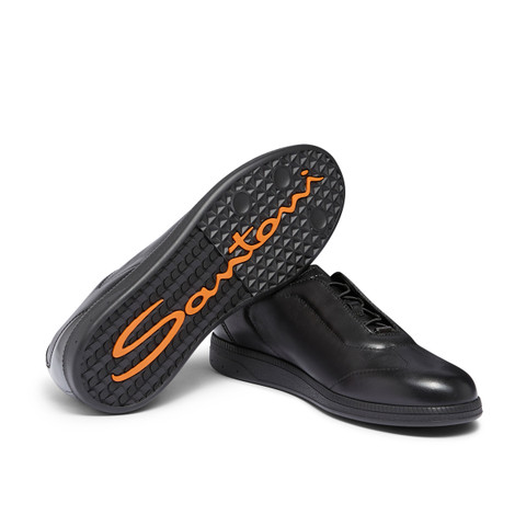 Men's black leather sneaker - Santoni - 4