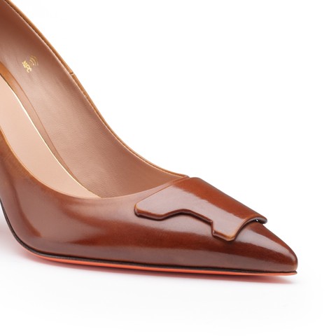 Women's brown leather high-heel Santoni Sibille pump - Santoni - 5