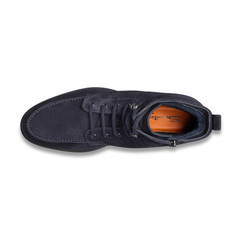 Men’s blue suede lace-up boot with fur - Santoni - 4