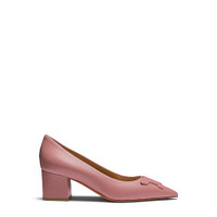 Women's pink leather mid-heel Santoni Sibille pump - Santoni - 1