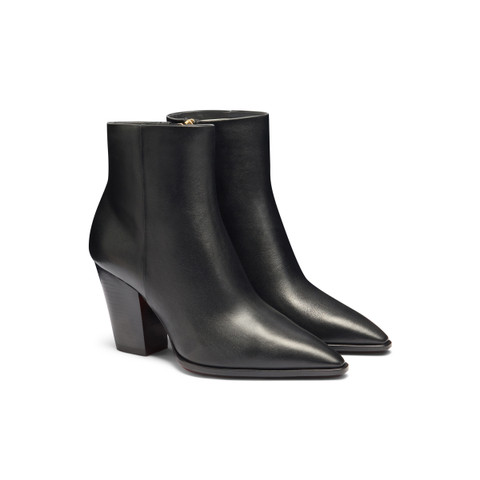 Women's black leather texan ankle boot - Santoni - 3