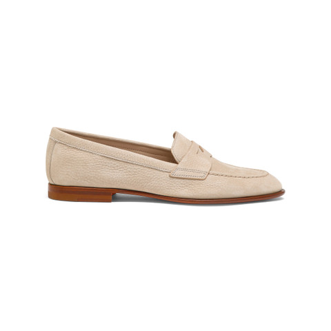 Mocassino penny da donna in nabuk rosa - Santoni - 1