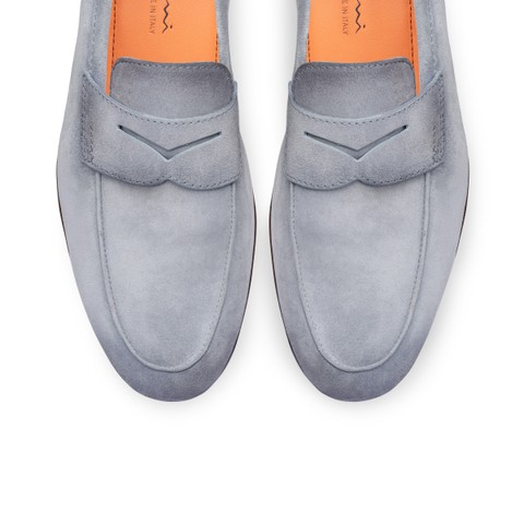 Men's light blue suede Carlo penny loafer