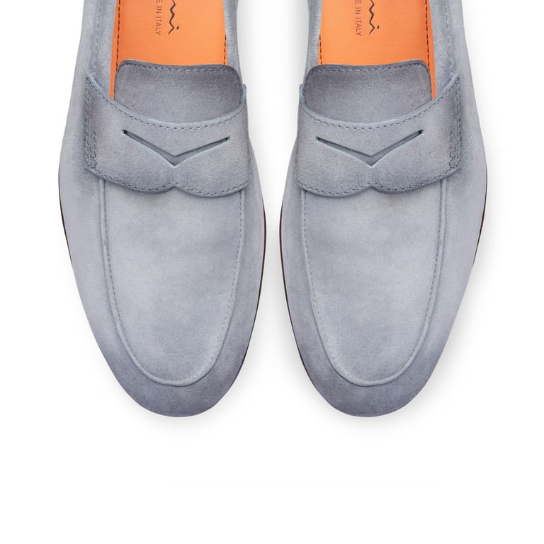 Men's light blue suede Carlo penny loafer