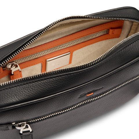Black tumbled leather beauty case - Santoni - 4