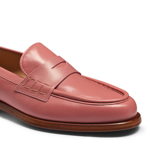 Women’s pink leather penny loafer - Santoni - 5