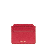 Red tumbled leather credit card holder - Santoni - 1