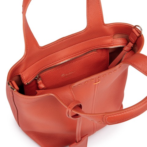 Orange tumbled leather handbag - Santoni - 5