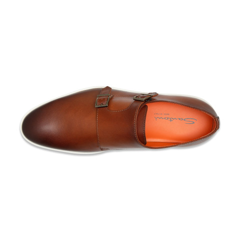 Men's brown leather double monk straps shoe - Santoni - 4