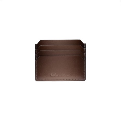 Brown leather credit card holder - Santoni - 1