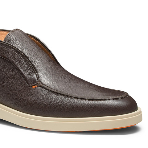 Men's dark brown tumbled leather desert boot - Santoni - 6