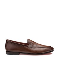 Men's brown tumbled leather Carlo penny loafer - Santoni - 1
