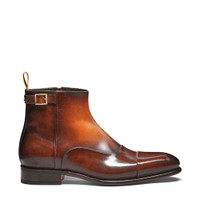 Men's orange leather ankle boot - Santoni - 1